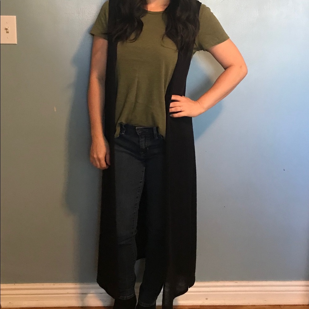 Divided [H&M] Sleeveless Long Duster Vest w/ Slits
